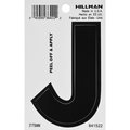 Hillman 3 in. Black Vinyl Self-Adhesive Letter J 1 pc, 6PK 841522